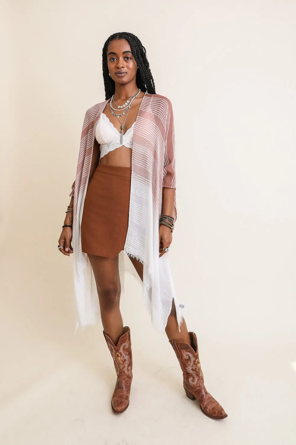 Striped Lightweight Kimono Cardigan