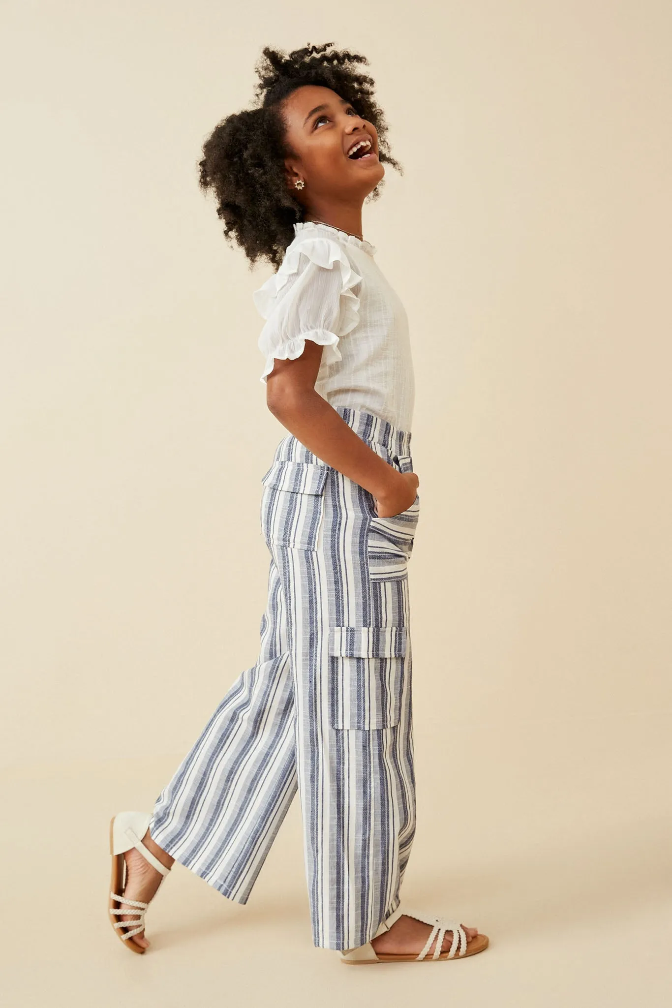 Striped Patch Pocket Wideleg Cargo Pants