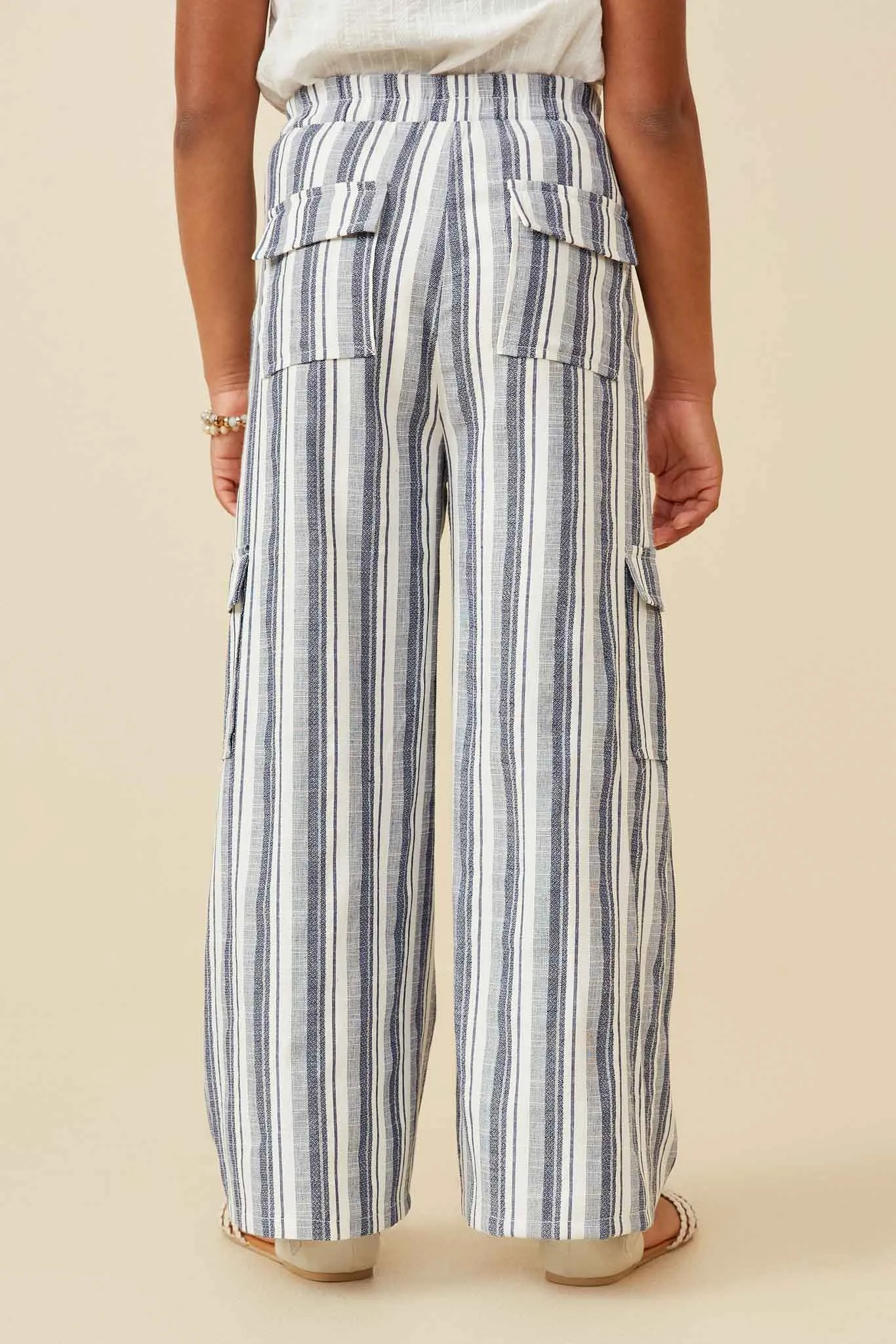 Striped Patch Pocket Wideleg Cargo Pants