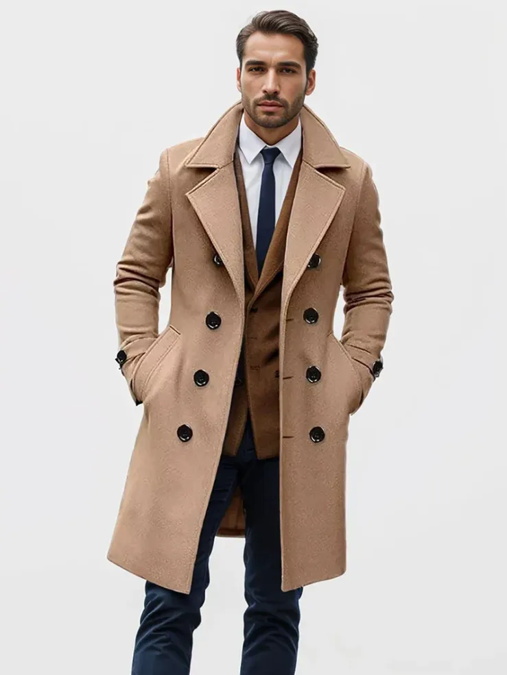 Stylish men's wool overcoat for colder weather