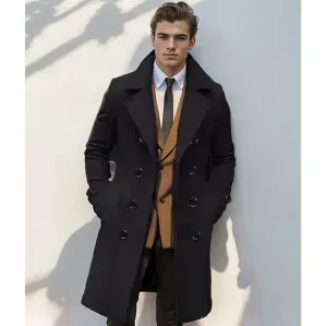 Stylish men's wool overcoat for colder weather