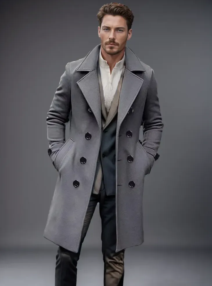 Stylish men's wool overcoat for colder weather