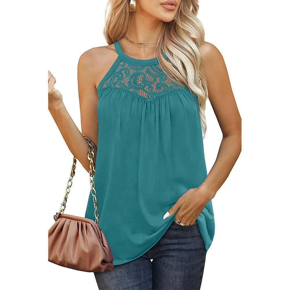 Summer Lace Halter Sleeveless Tank Tops