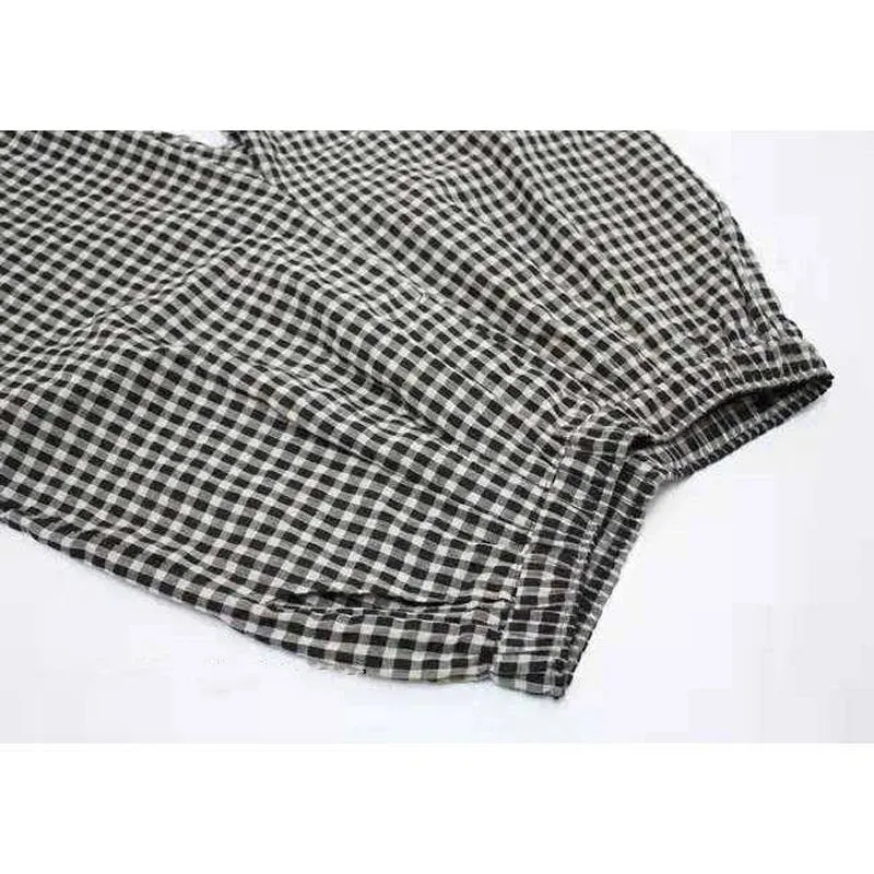 Summer Plaid Fashion Haren Pants Women High Street Casual Loose Pockets High Waist Pure Cotton All-match Comfortable Trousers