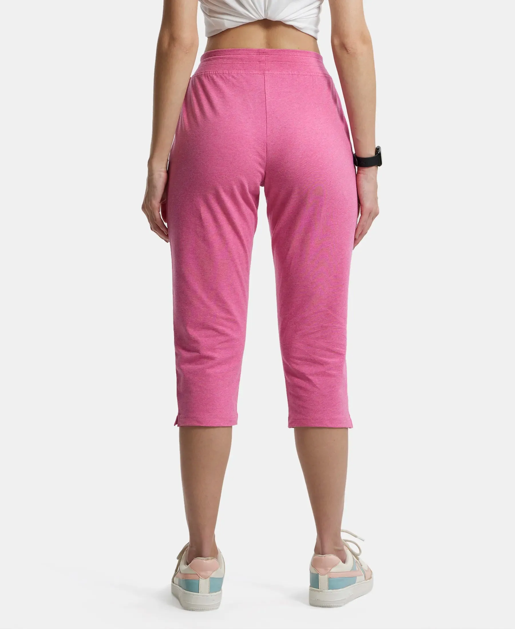 Super Combed Cotton Elastane Stretch Slim Fit Capri with Side Pockets - Ibis Rose Melange