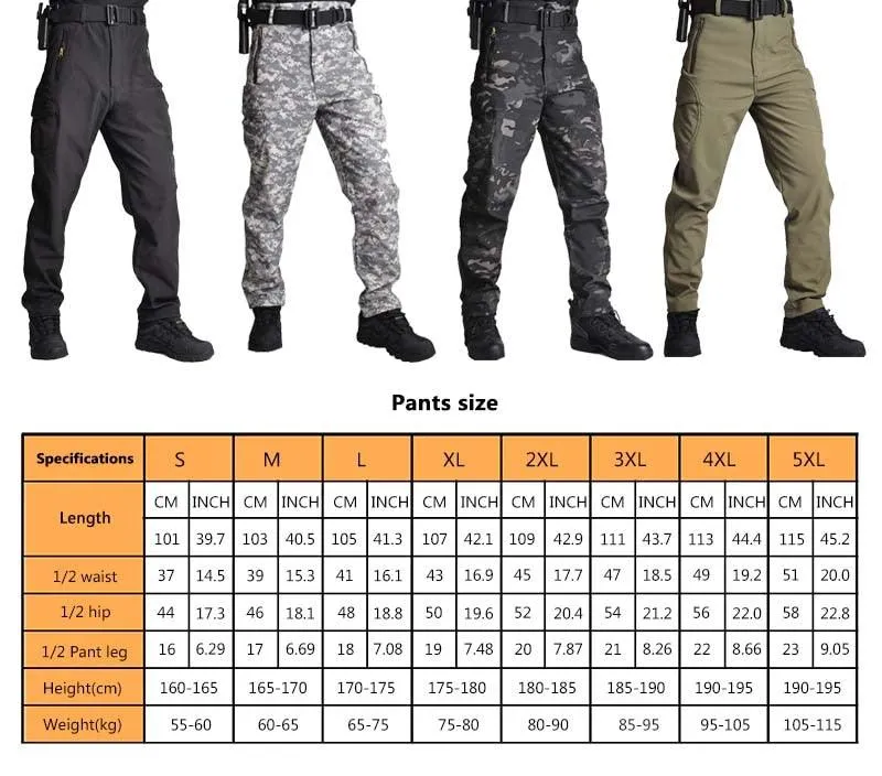 Tactical Pants Soft Shell Fleece Cargo Military Pants
