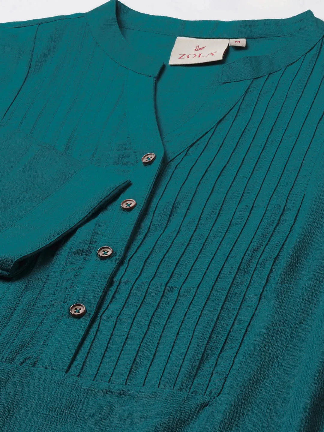 Teal Comfort Fit Rayon Tunics for Women Online in India Hip Length Straight - Zola