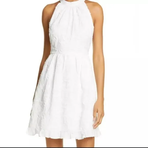 Ted Baker London Lorene Halter Neck Floral Embroidered White Dress Size 2