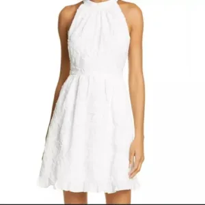 Ted Baker London Lorene Halter Neck Floral Embroidered White Dress Size 2