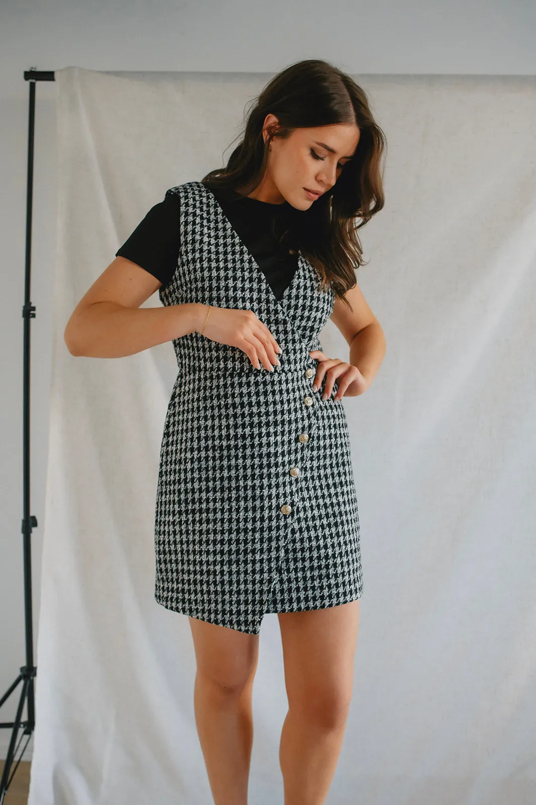 The Dogtooth Pinafore Mini Dress