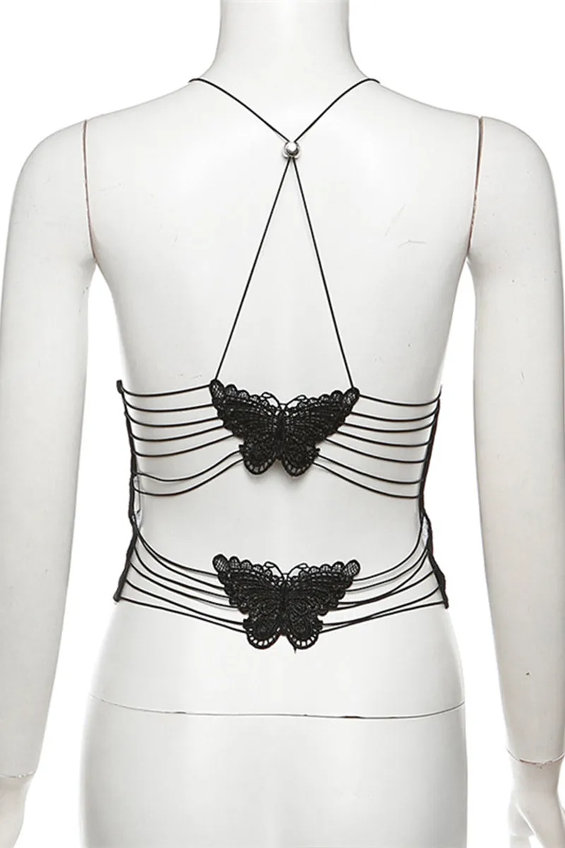 TJ0212 Butterfly Mesh Cami Top