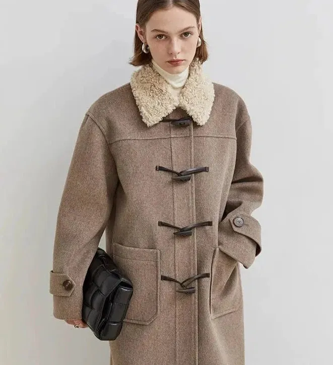 Toggle Closure Wool Collar Coat