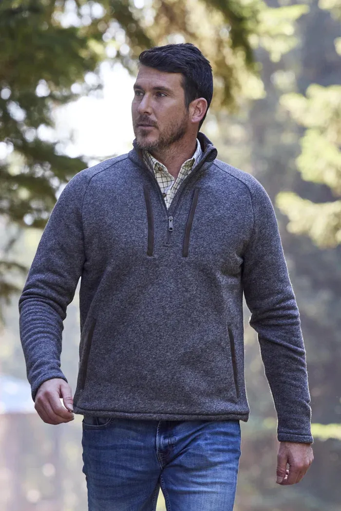 TOM BECKBE KNIT QUARTER ZIP - PEWTER