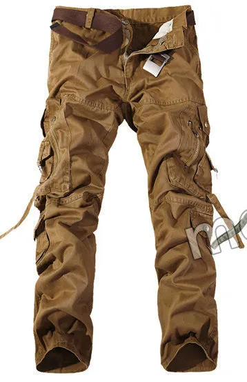 Top Fashion Multi-Pocket Solid Mens Cargo Pants High Quality Plus Size Men Trousers Size 28-42