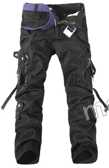 Top Fashion Multi-Pocket Solid Mens Cargo Pants High Quality Plus Size Men Trousers Size 28-42