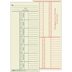 TOPS 2-Sided Weekly Time Cards