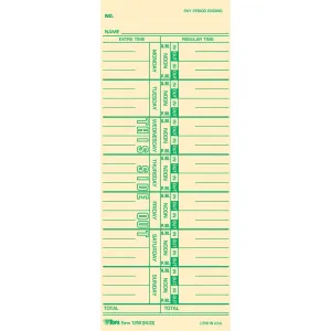 TOPS Named Days Time Cards