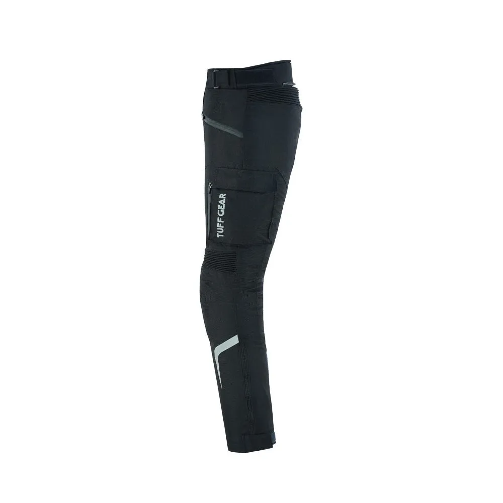 Tuff Gear Motorbike Waterproof Armoured Textile Pants - Adventure (Black)