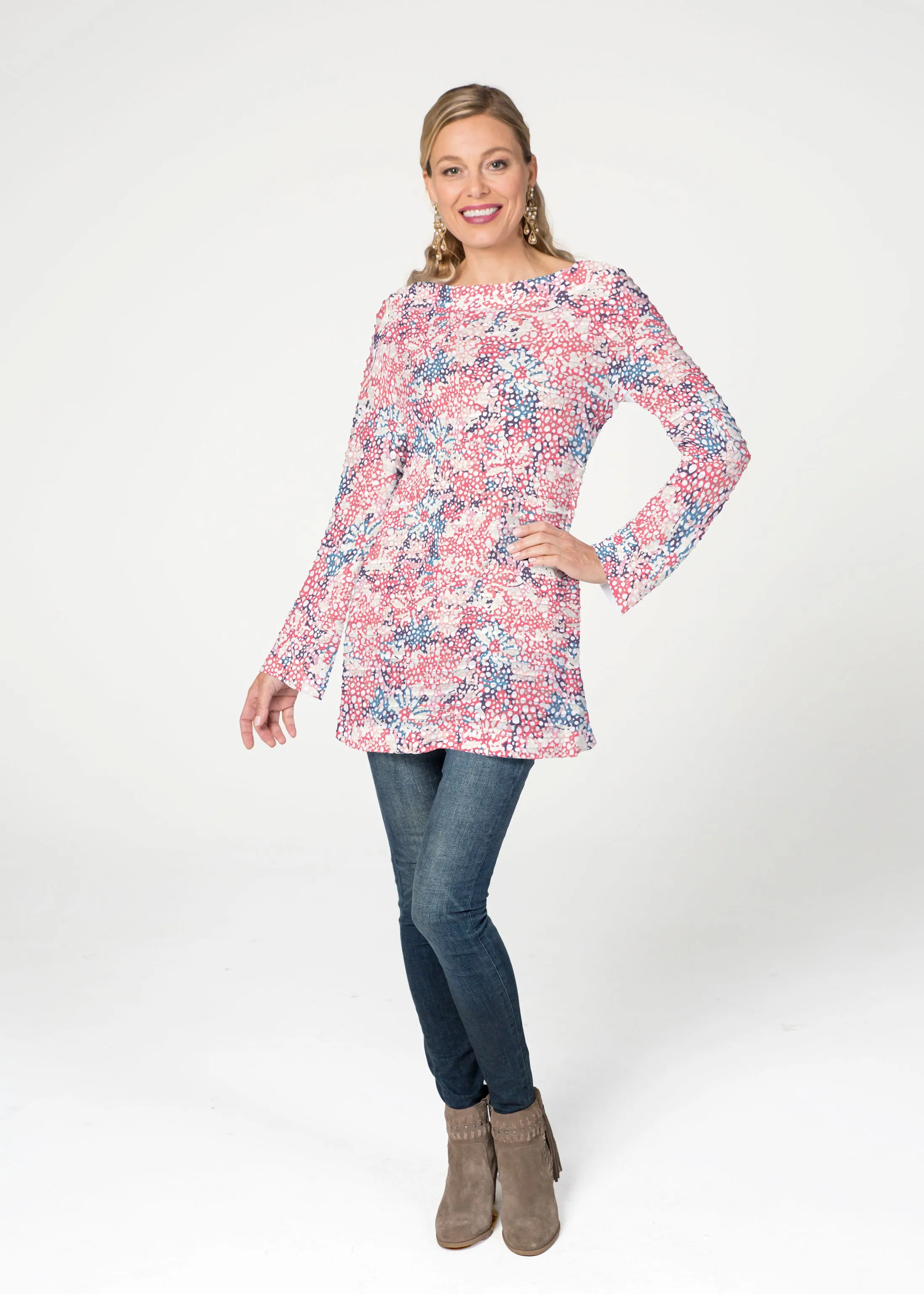 Tulips are Back (7880) ~ Banded Boatneck Tunic