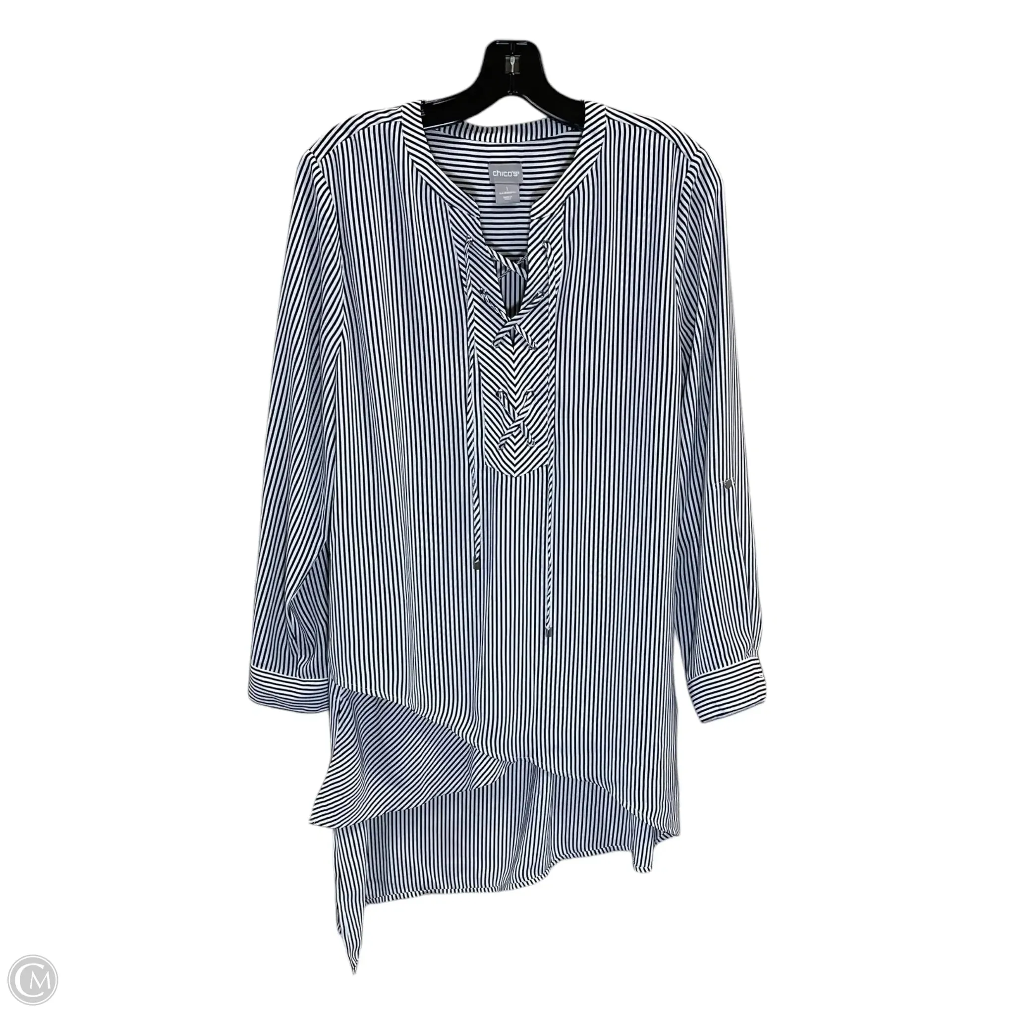 Tunic Long Sleeve By Chicos In Striped Pattern, Size: 1x