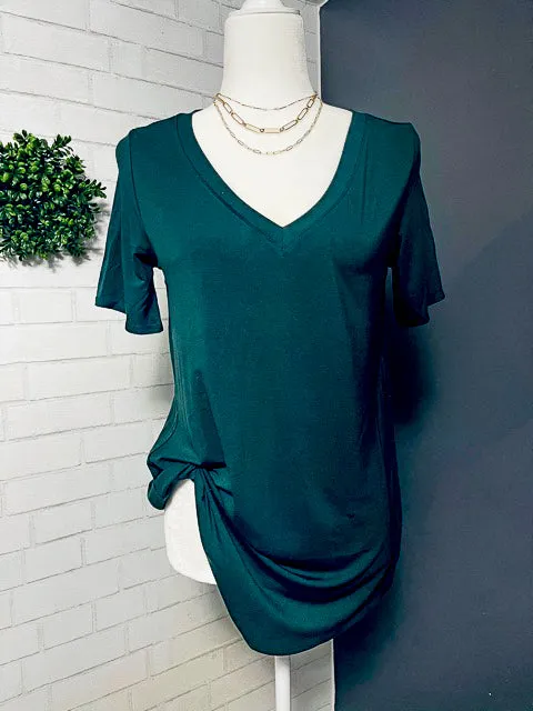 TUNIC RAYON SHORT SLEEVE V NECK BASIC