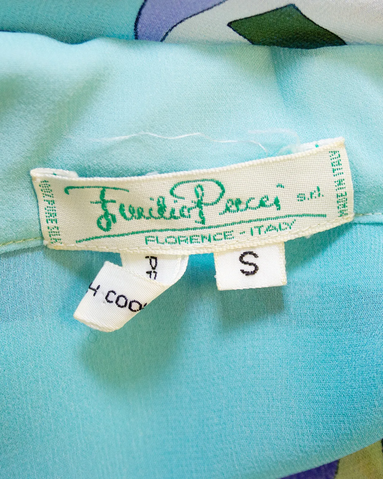 Turquoise Silk Chiffon Printed Shirt