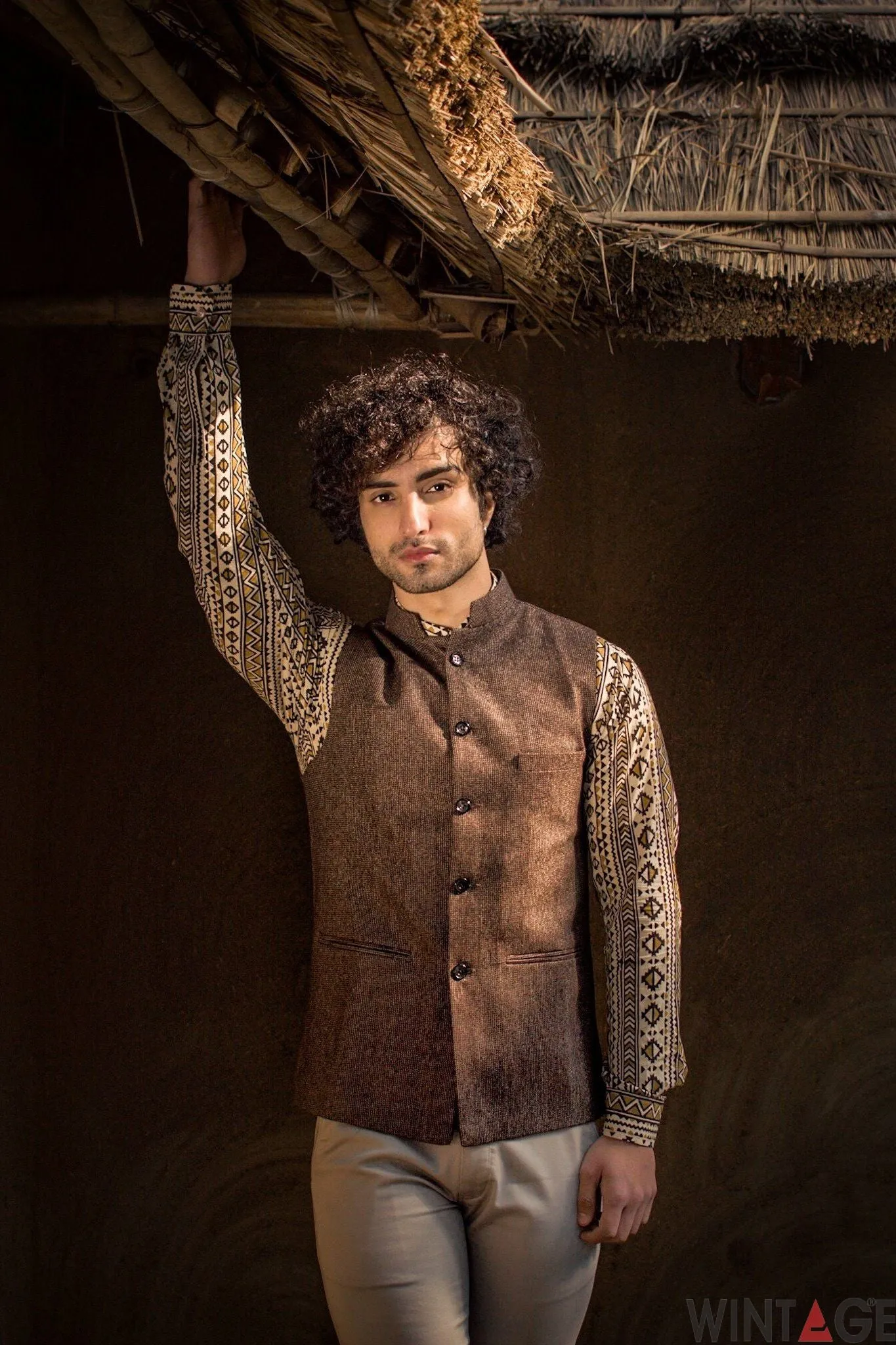 Tweed Brown Modi Nehru Jacket
