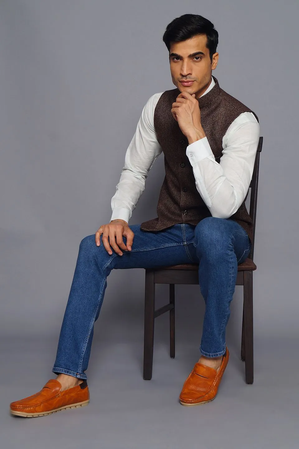 Tweed Brown Modi Nehru Jacket
