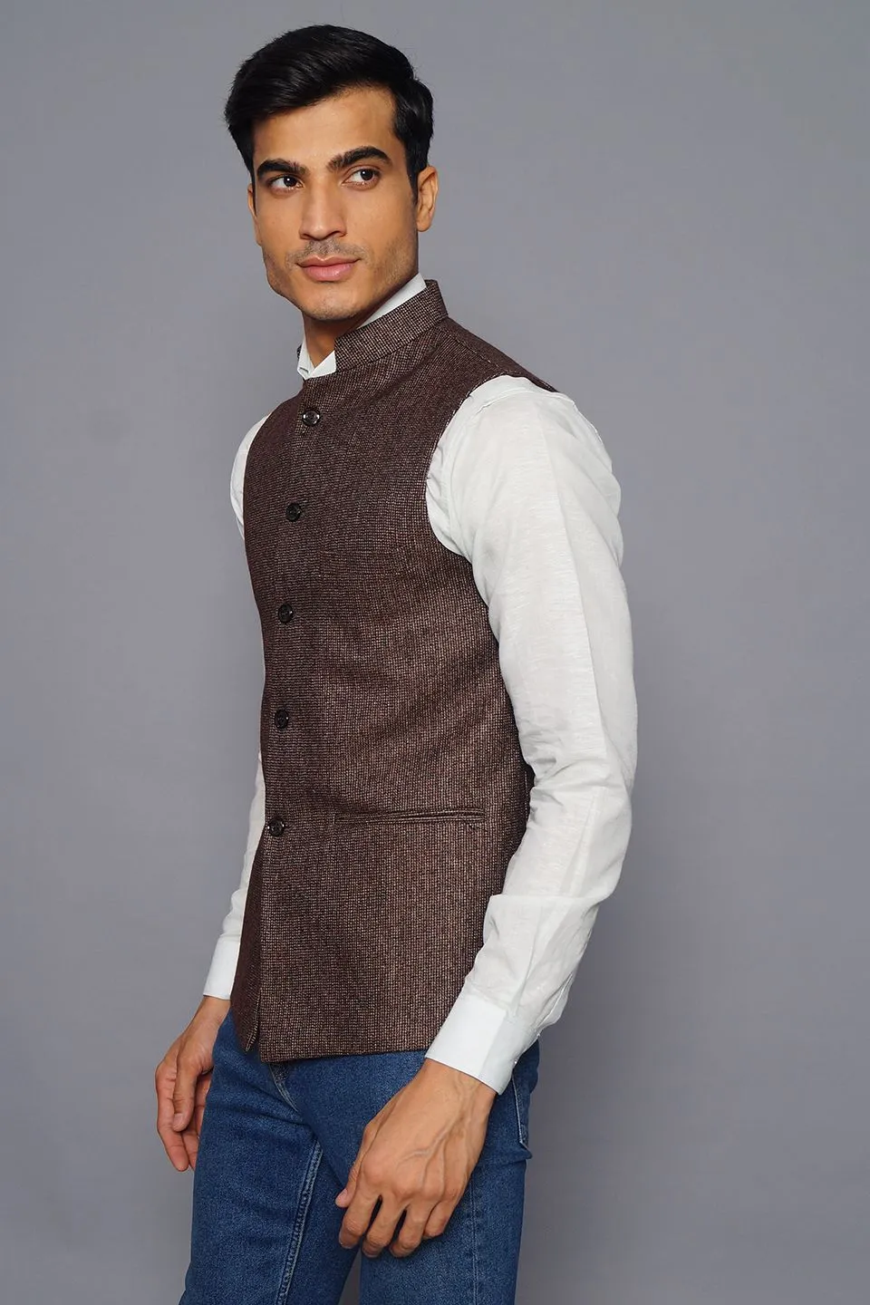 Tweed Brown Modi Nehru Jacket