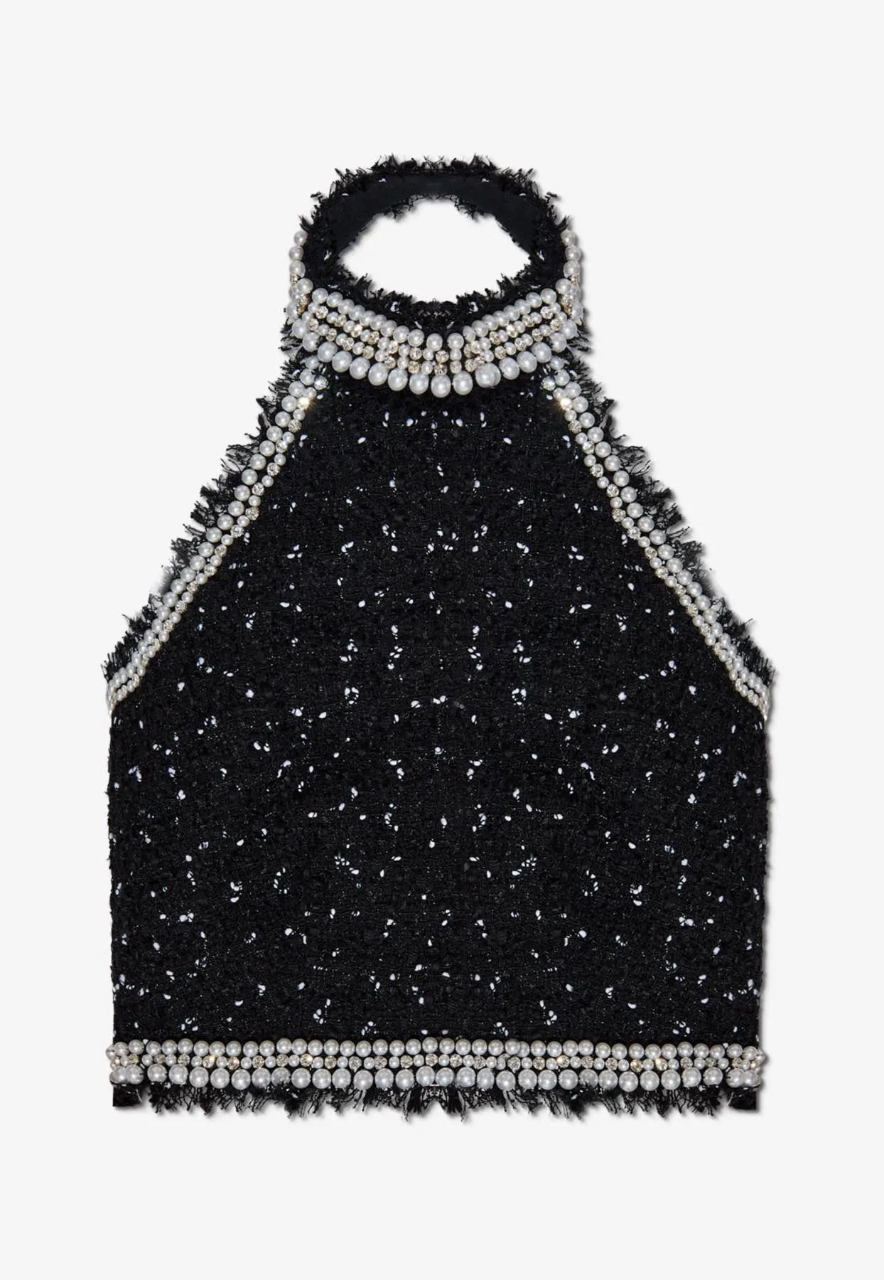 Tweed Halterneck Cropped Top