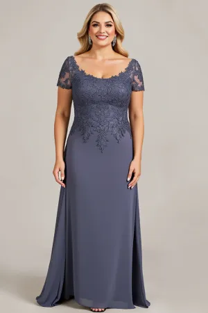 Twilight Scoop Neck Chiffon Appliqued Plus Size Mother of the Bride Dress