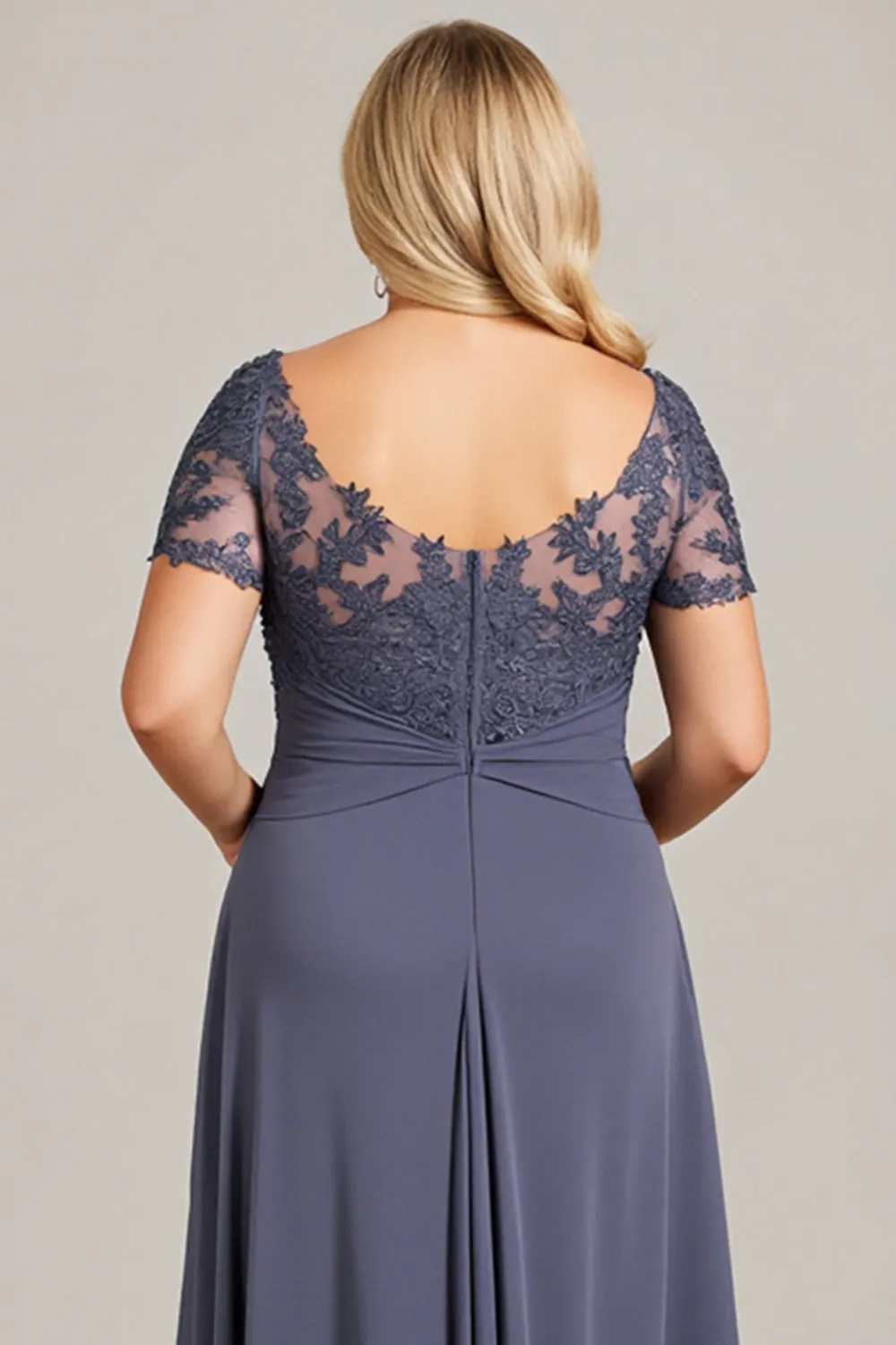 Twilight Scoop Neck Chiffon Appliqued Plus Size Mother of the Bride Dress