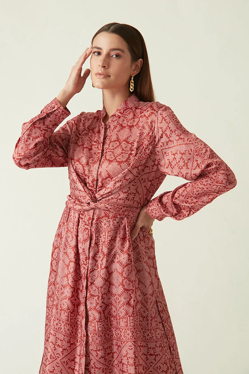 Ubud red printed tunic dress