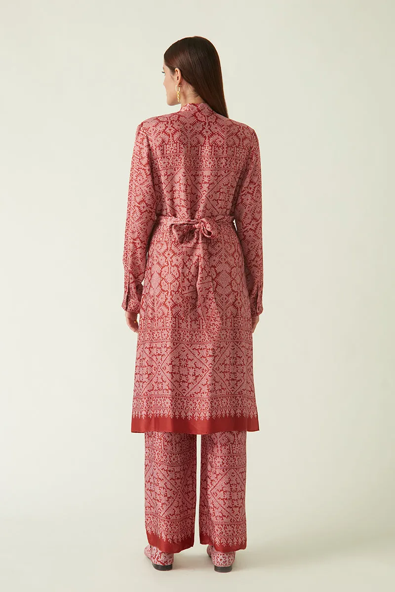 Ubud red printed tunic dress