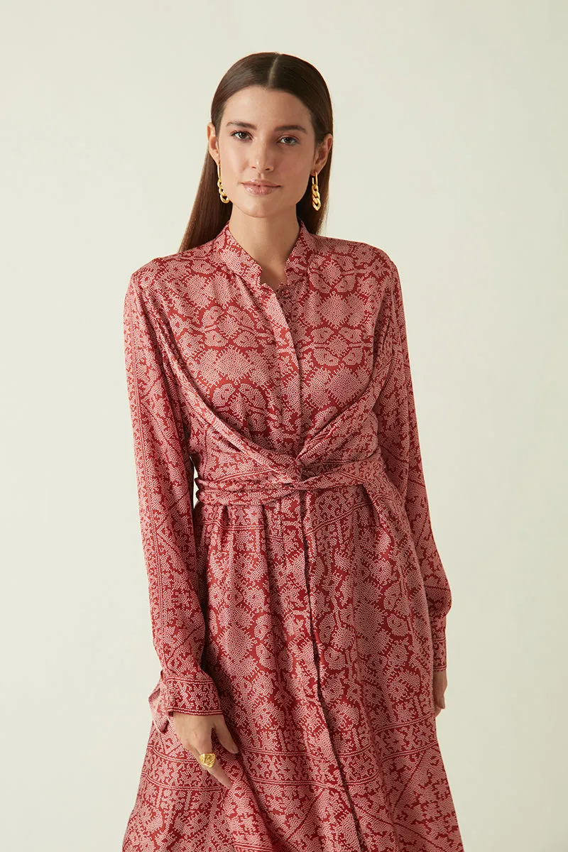 Ubud red printed tunic dress