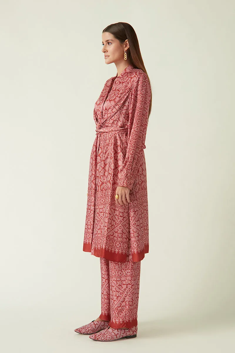 Ubud red printed tunic dress