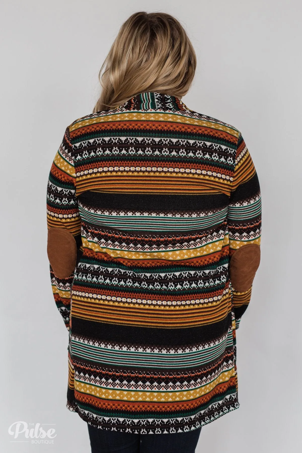 Unforgettable Printed Cardigan- Mustard