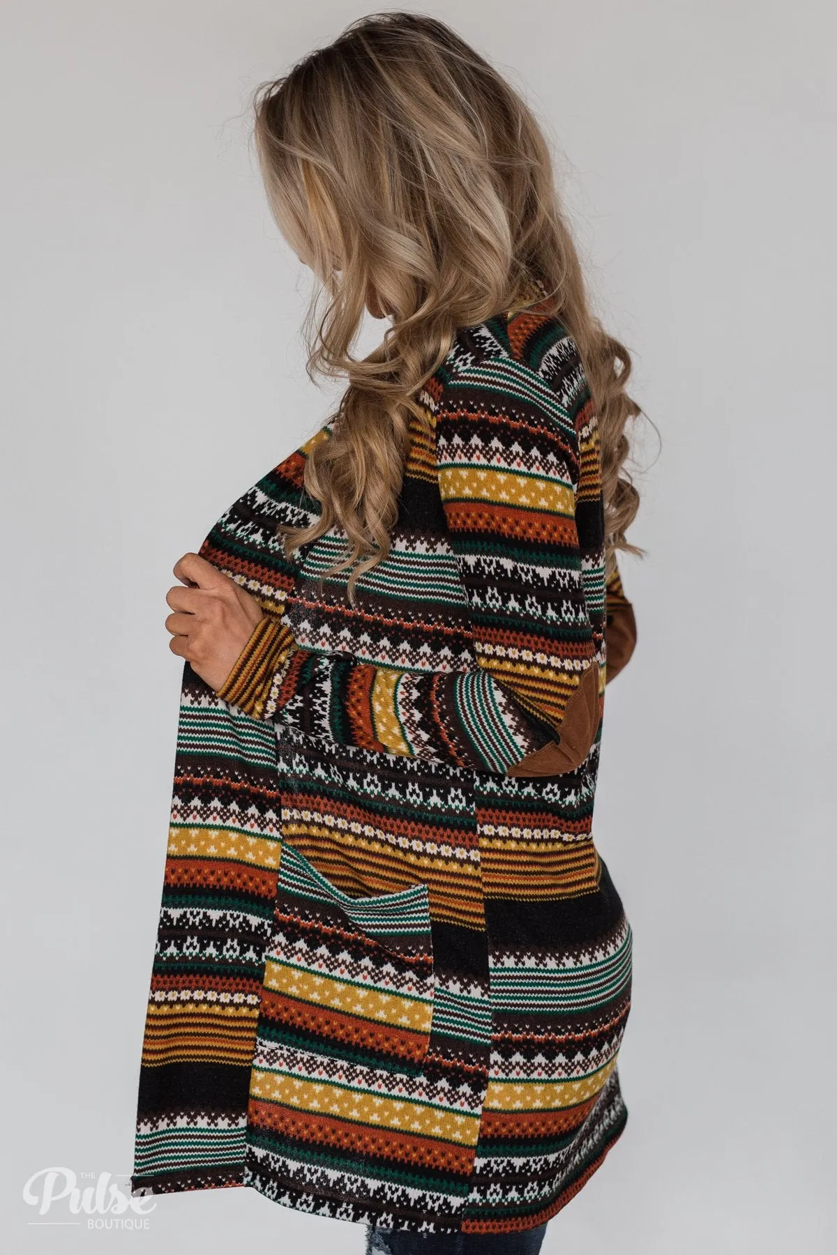 Unforgettable Printed Cardigan- Mustard