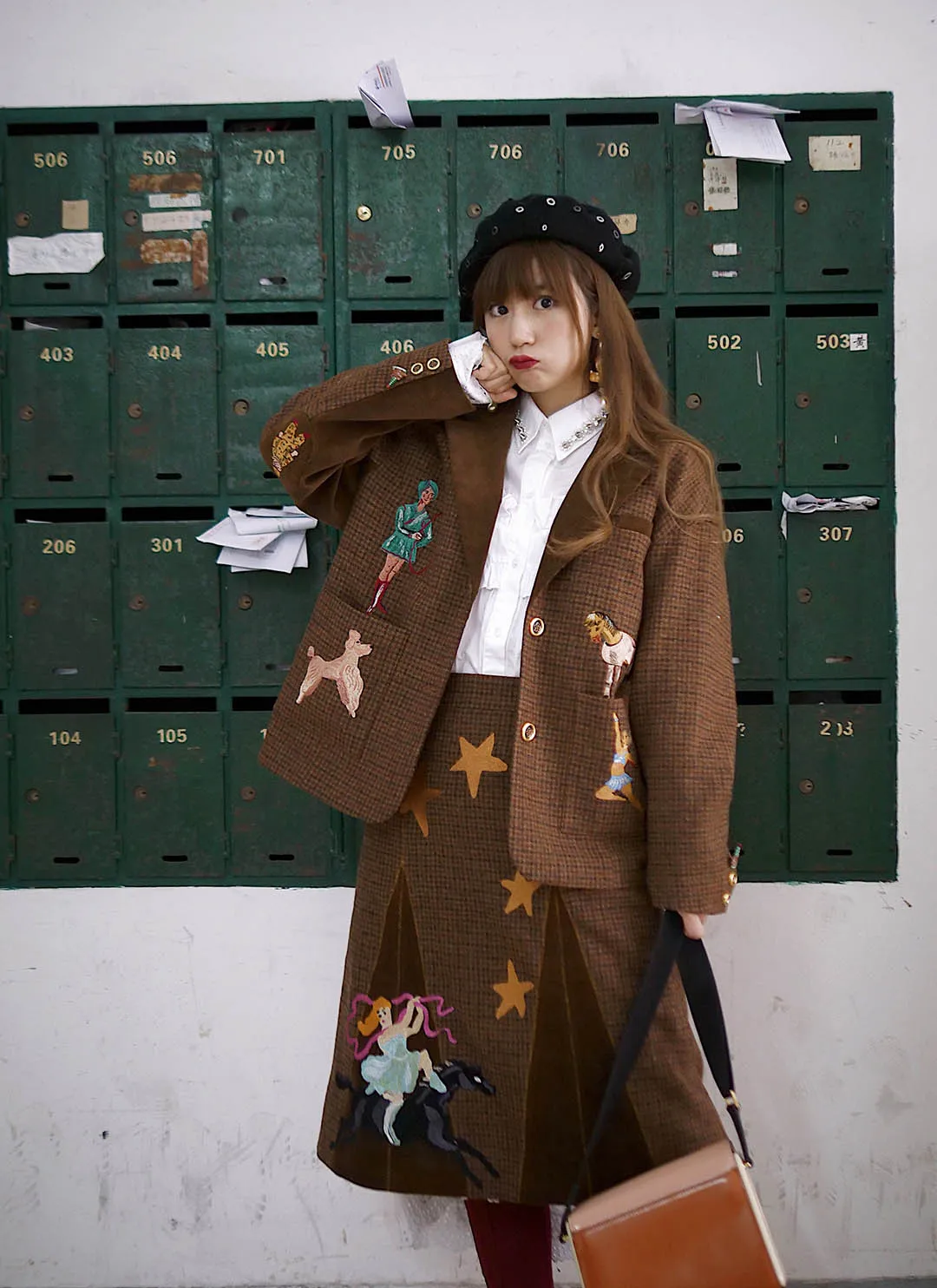 Unlogical Poem Circus Embroidered Corduroy Blazer