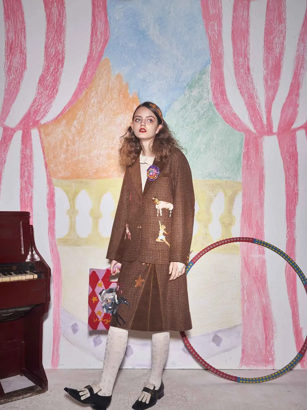 Unlogical Poem Circus Embroidered Corduroy Blazer