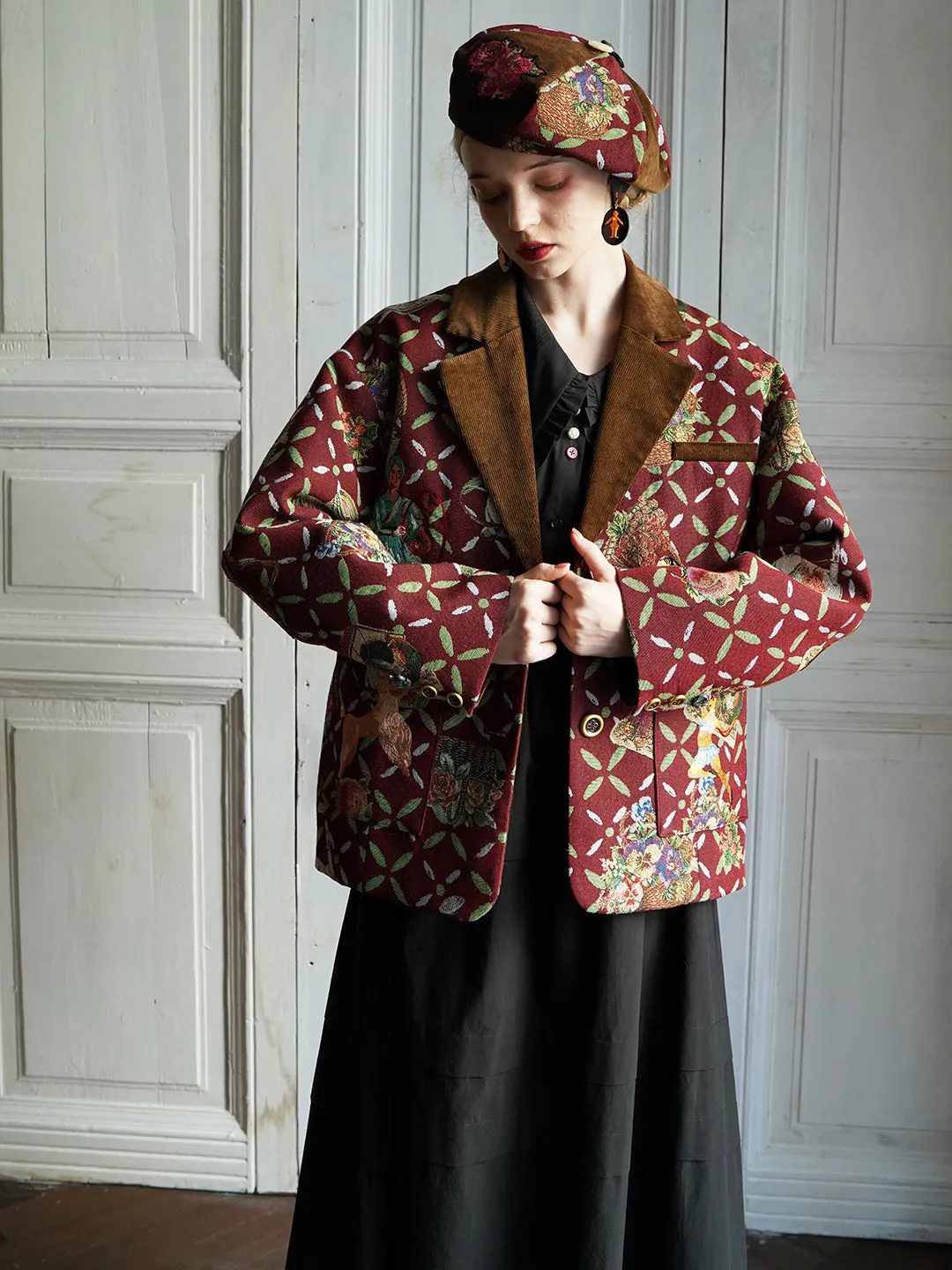 Unlogical Poem Circus Embroidered Corduroy Blazer