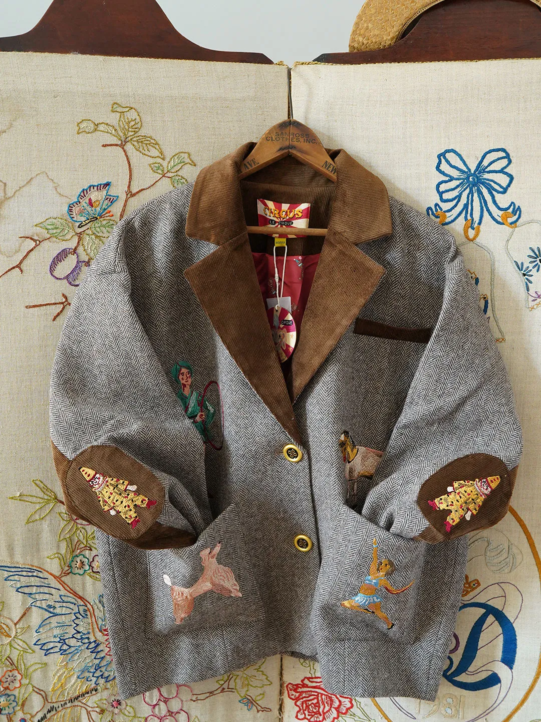 Unlogical Poem Circus Embroidered Corduroy Blazer