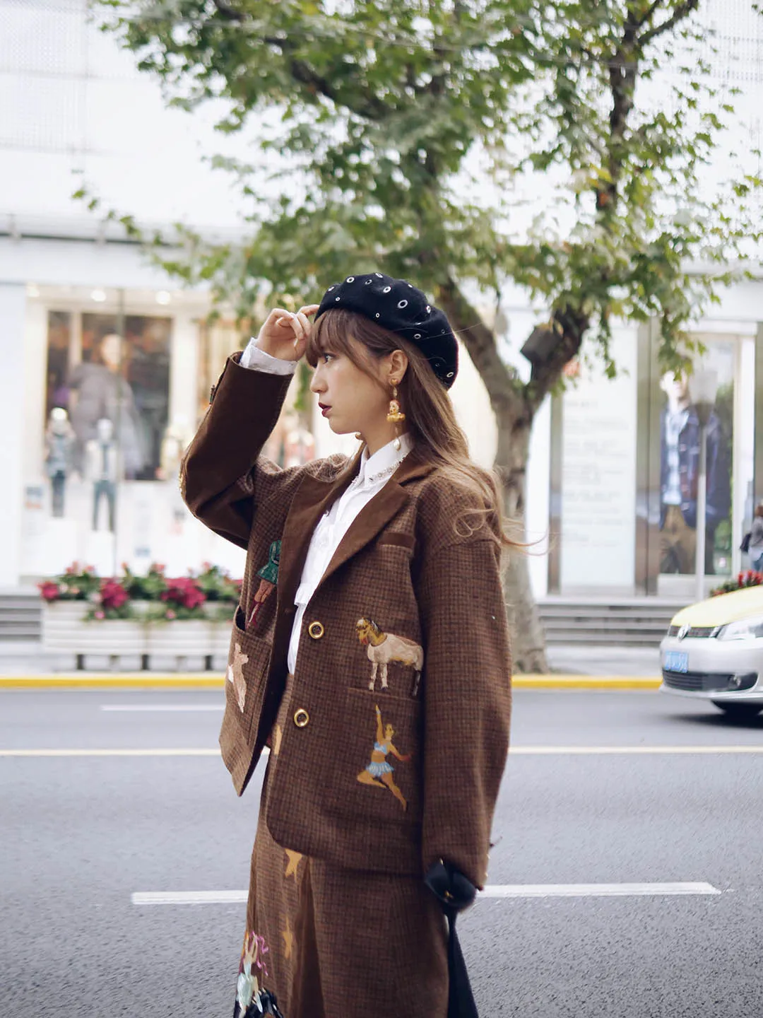 Unlogical Poem Circus Embroidered Corduroy Blazer