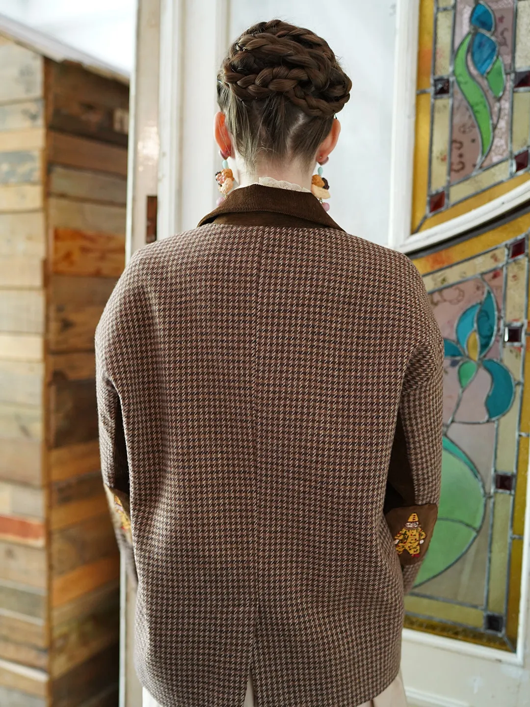 Unlogical Poem Circus Embroidered Corduroy Blazer