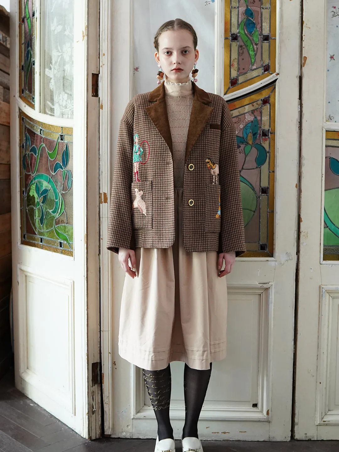 Unlogical Poem Circus Embroidered Corduroy Blazer