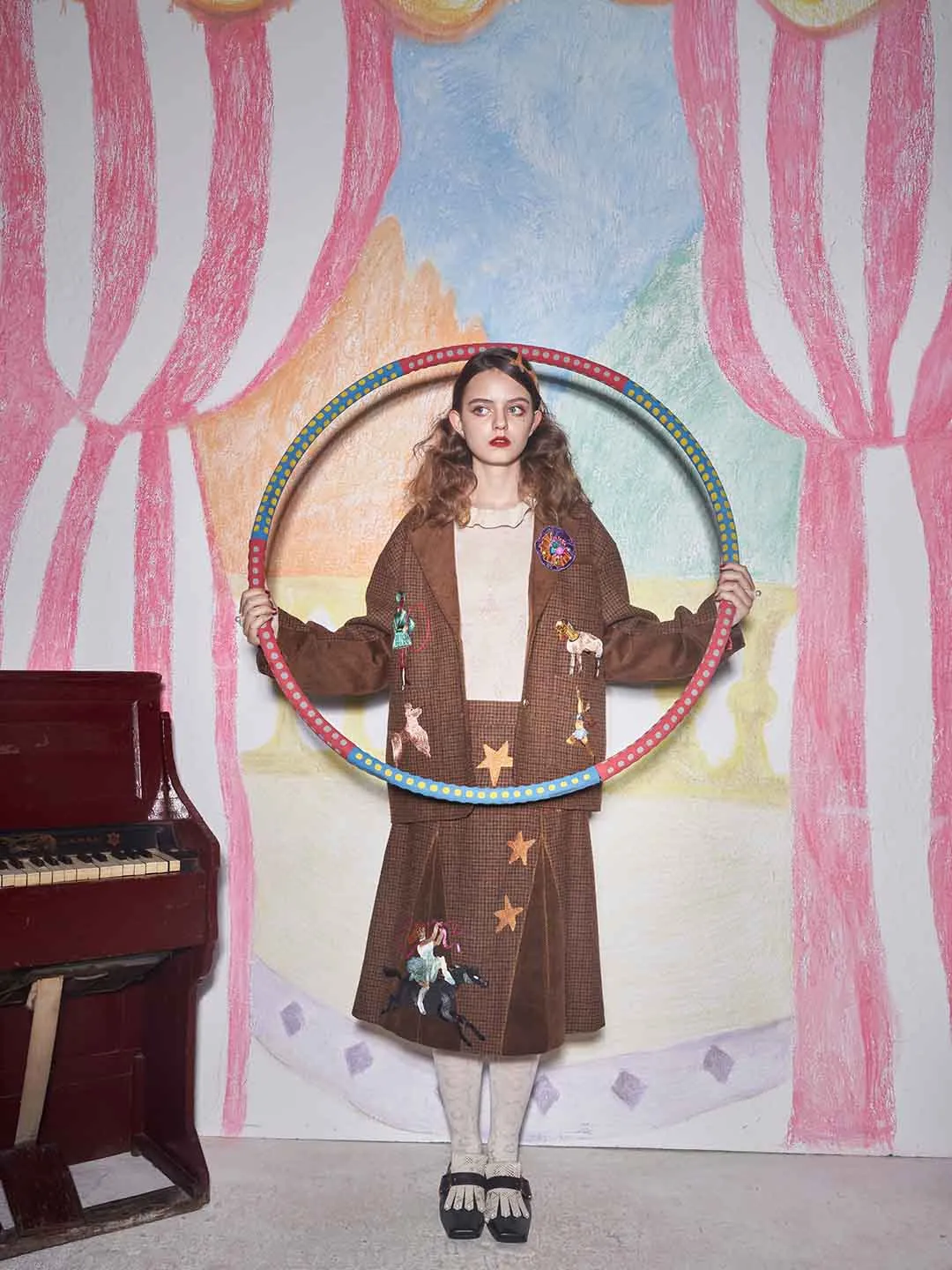 Unlogical Poem Circus Embroidered Corduroy Blazer