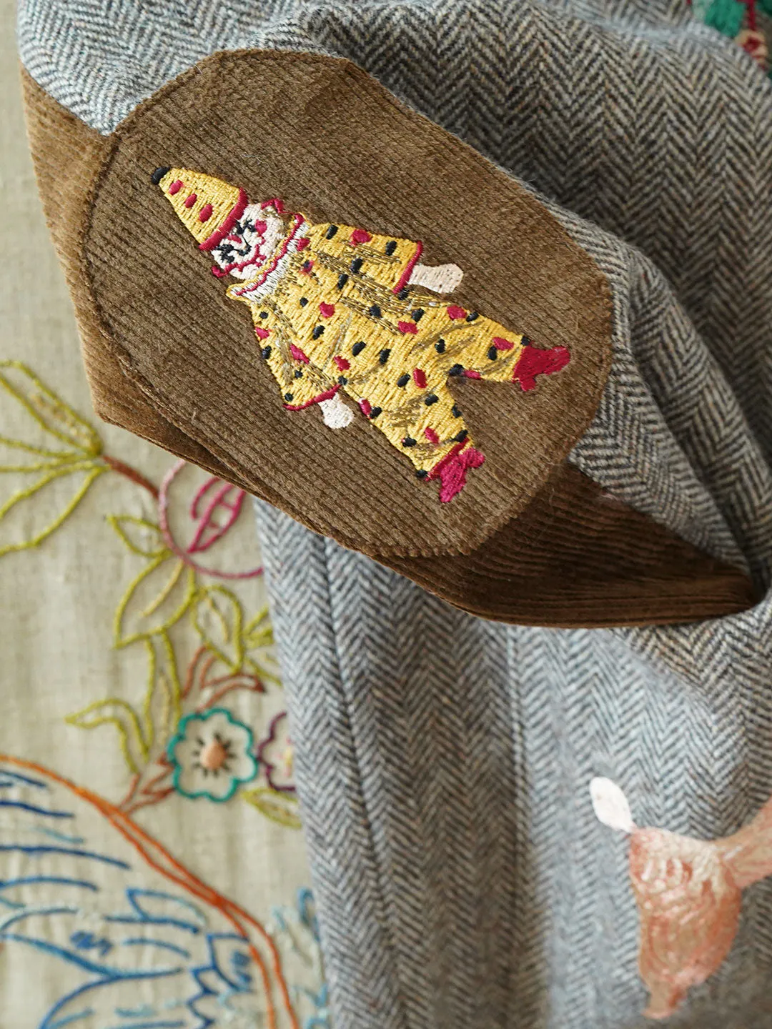 Unlogical Poem Circus Embroidered Corduroy Blazer
