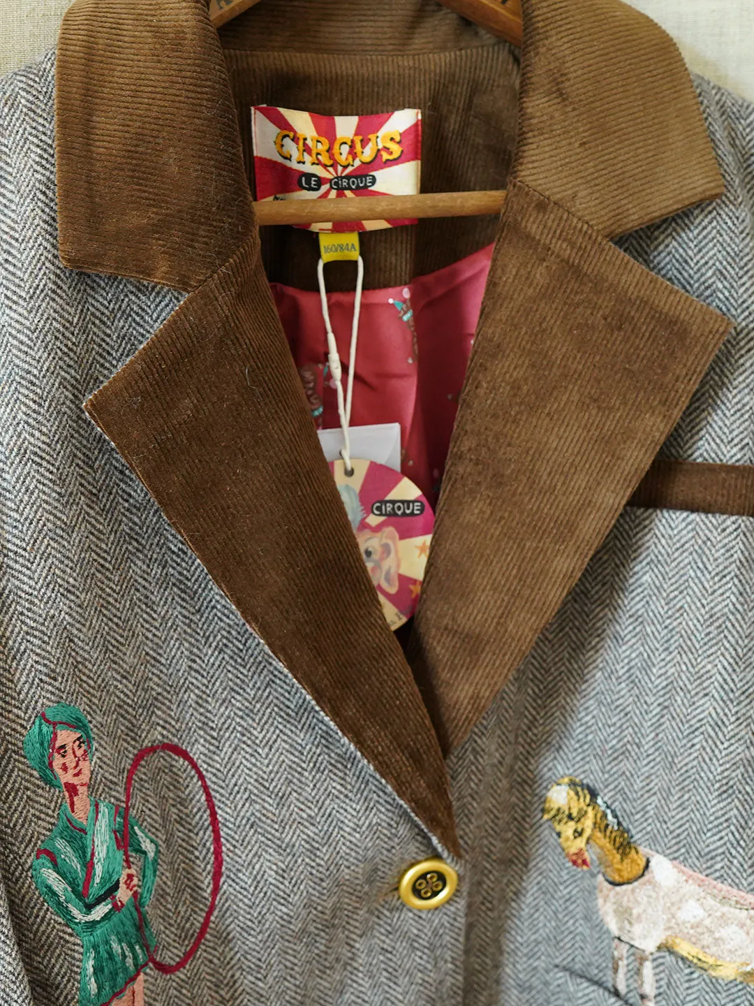 Unlogical Poem Circus Embroidered Corduroy Blazer