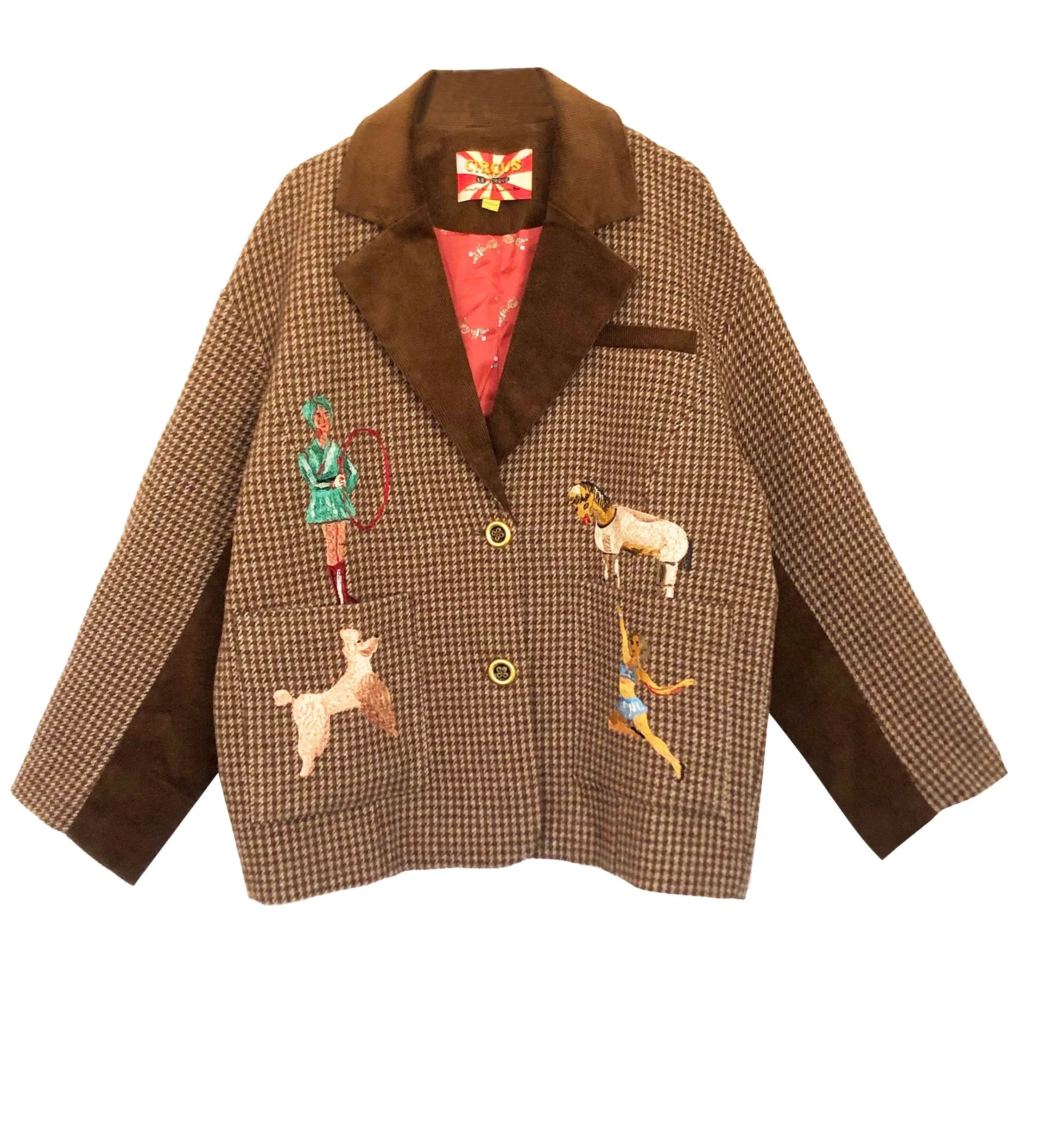 Unlogical Poem Circus Embroidered Corduroy Blazer