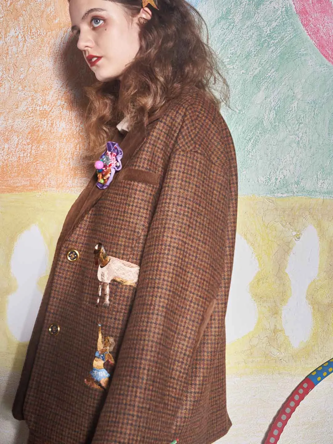 Unlogical Poem Circus Embroidered Corduroy Blazer